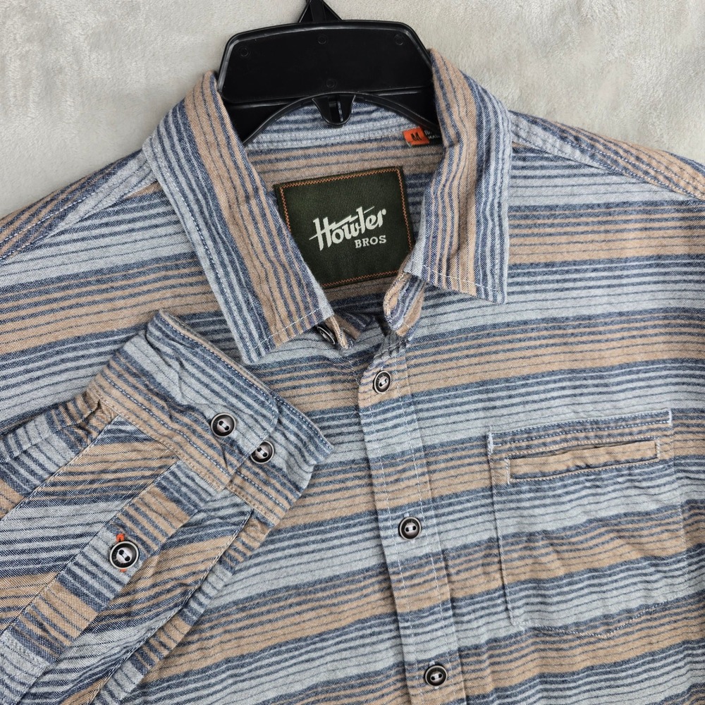 Howler Bros Mens Flannel Button Down Shirt Medium Striped Long Sleeve Casual